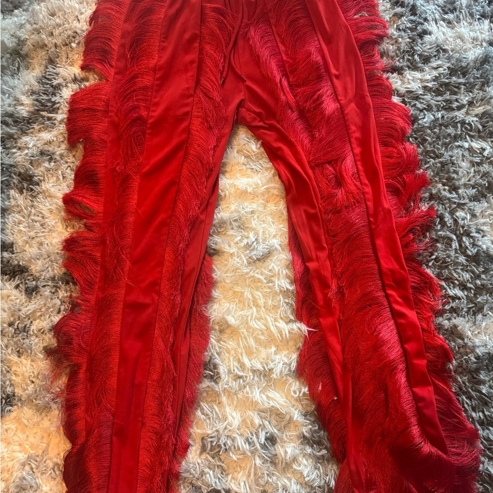 Red Fringe Pants